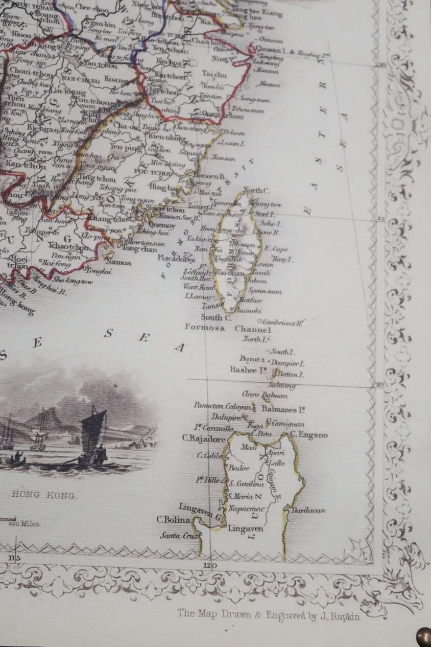 Old map of China and Burma Taiwan