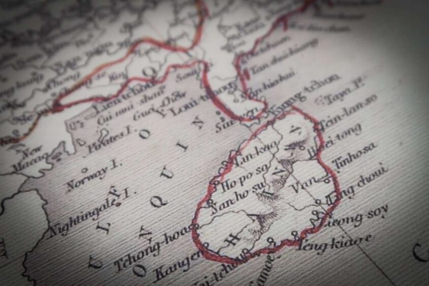 Old map of China and Burma Hong Kong