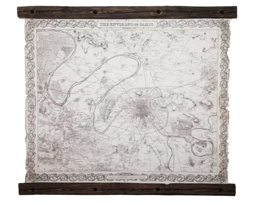 Old map of Pairs on canvas